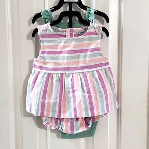 Carter's 3 piece stripe baby girl spring or summer outfit
